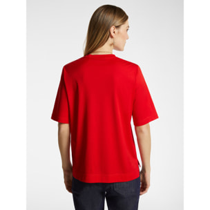 Elena Mirò - T-shirt con piccola libellula in strass - Rosso