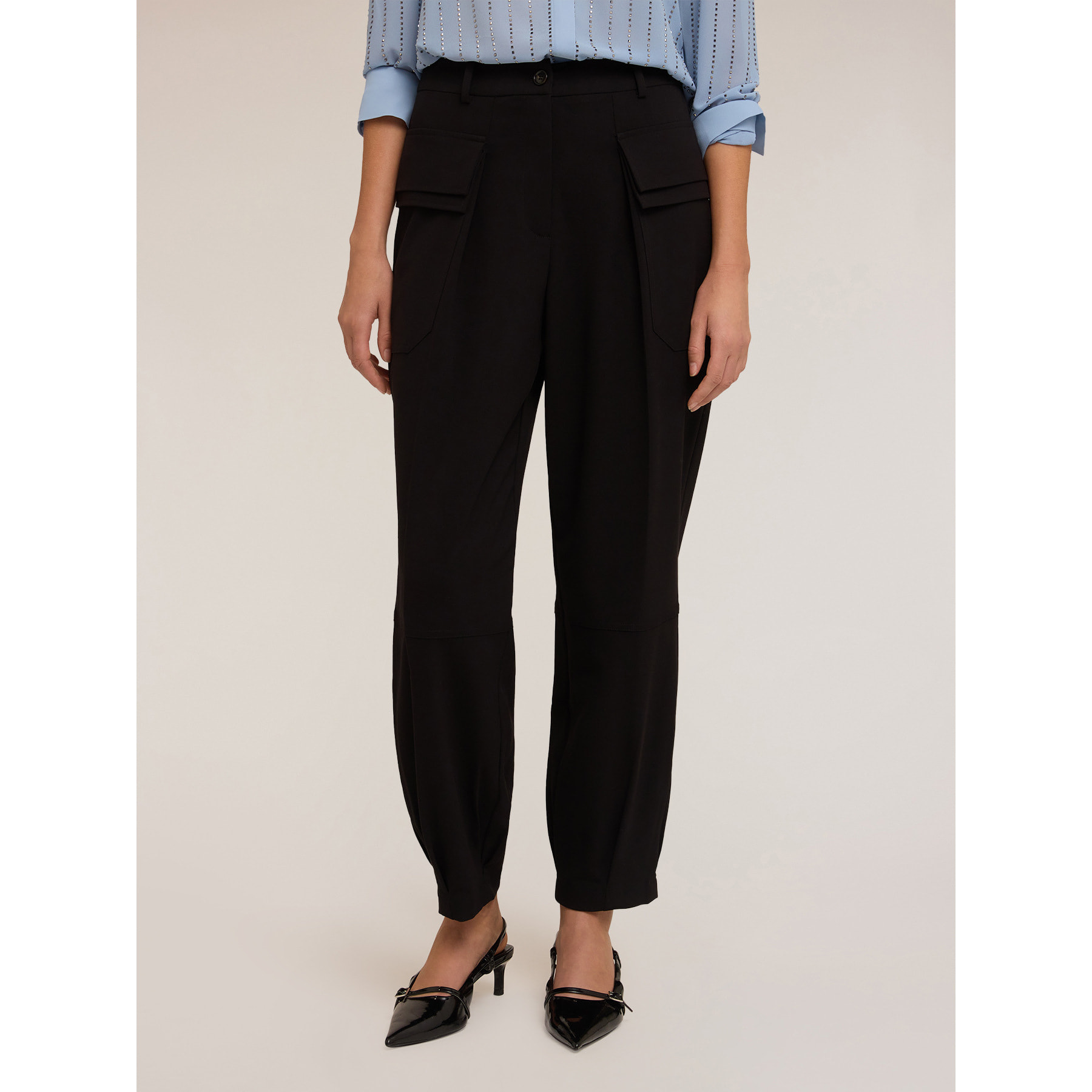 Motivi - Pantalones cargo de tejido fluido - Negro