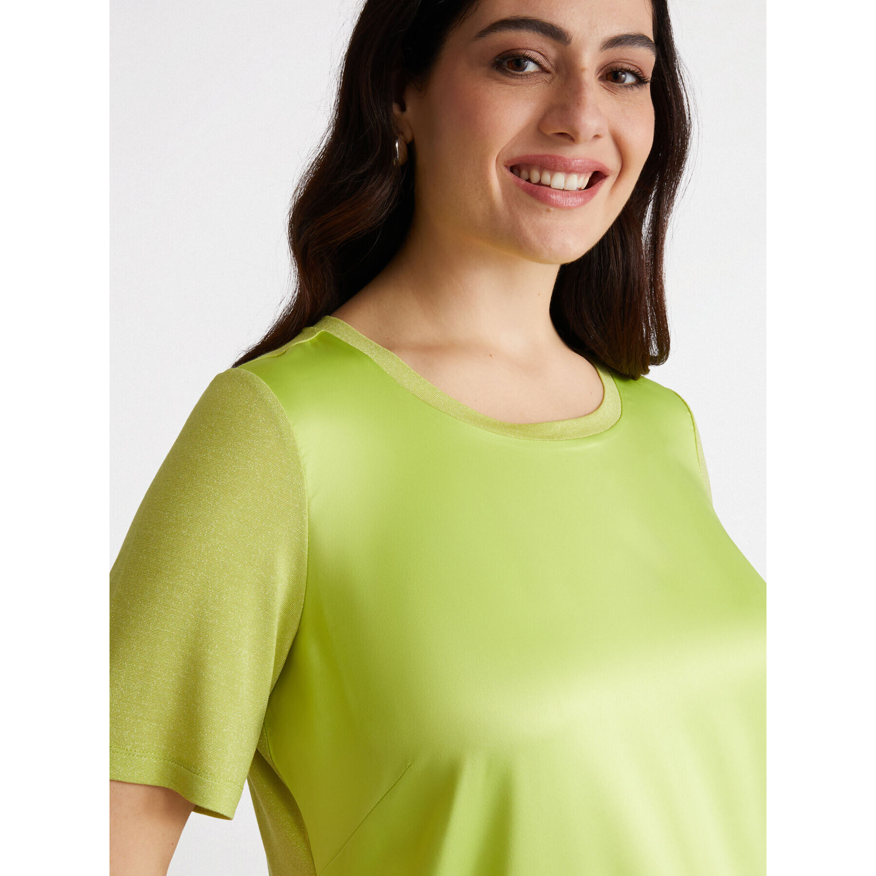 Fiorella Rubino - Camiseta de raso y tejido de punto lúrex - Amarillo