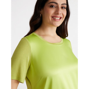 Fiorella Rubino - Camiseta de raso y tejido de punto lúrex - Amarillo