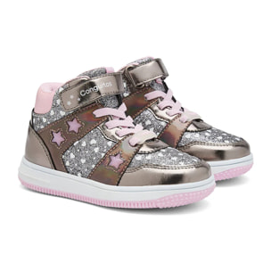 Zapatillas Altas De Luces De Niña Con Corazones