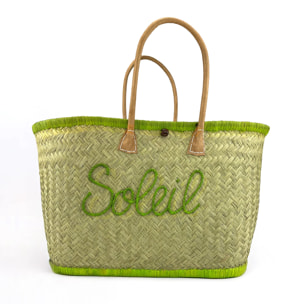 Panier artisanal de Madagascar - Soleil GM Vert anis