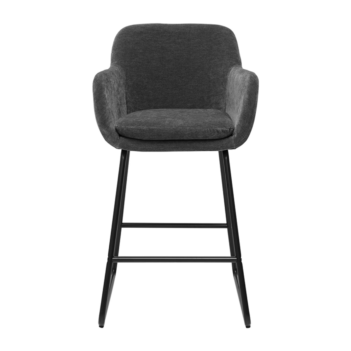 Tabourets de bar effet velours gris foncé H65 cm (lot de 2) AMIKA