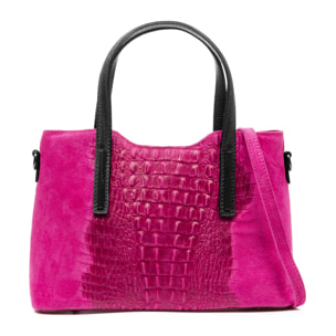 Fiesole borsa tote Donna. Pelle autentica Camoscio Incisa Coccodrillo.