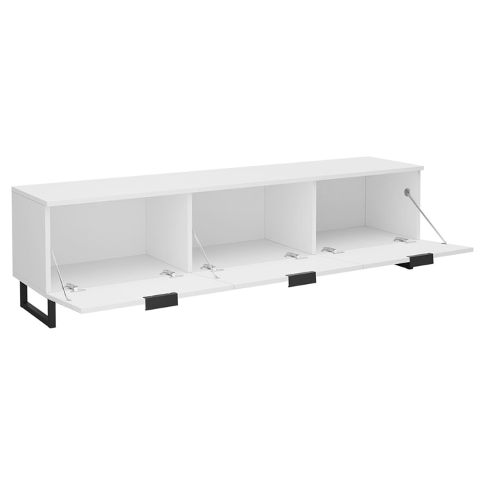 Barbara - meuble TV - blanc - 150 cm - Blanc / Noir