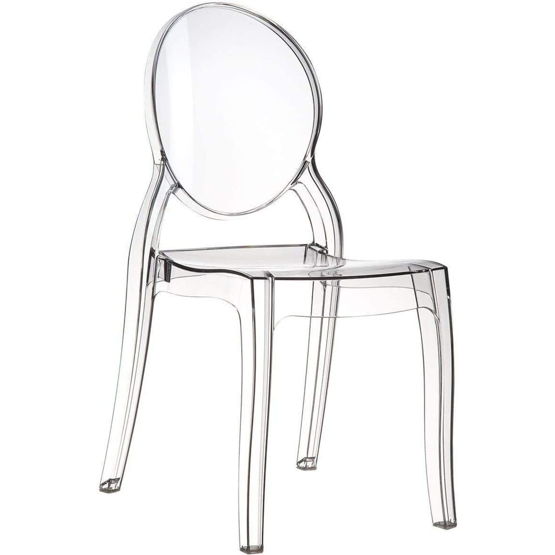 Set di 4 Sedie in Policarbonato Trasparente Cristal Light, Sedie Hotel Casa Ufficio, Design Moderno Elegante, 44 x 45 x 90 cm Trasparente
