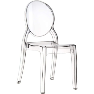 Set di 4 Sedie in Policarbonato Trasparente Cristal Light, Sedie Hotel Casa Ufficio, Design Moderno Elegante, 44 x 45 x 90 cm Trasparente
