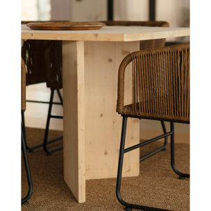 Table de salle à manger en bois massif en ton naturel en différentes tailles