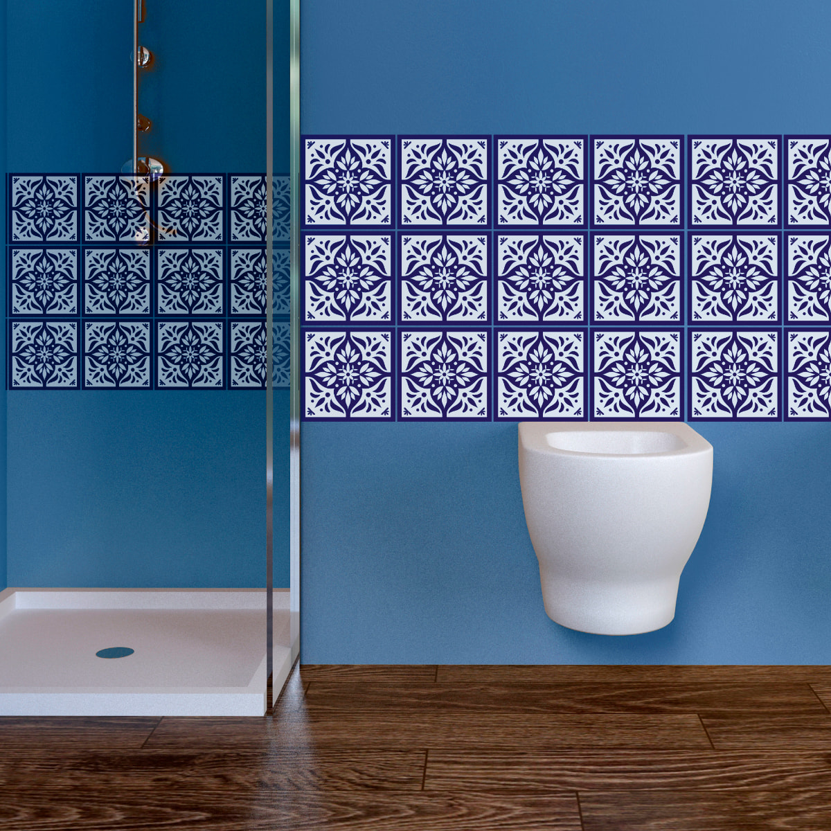 Stickers muraux - Sticker Mural Carrelage adhésif Cuisine Salle de Bain - 60 STICKERS CARREAUX DE CIMENT AZULEJOS LORENZO