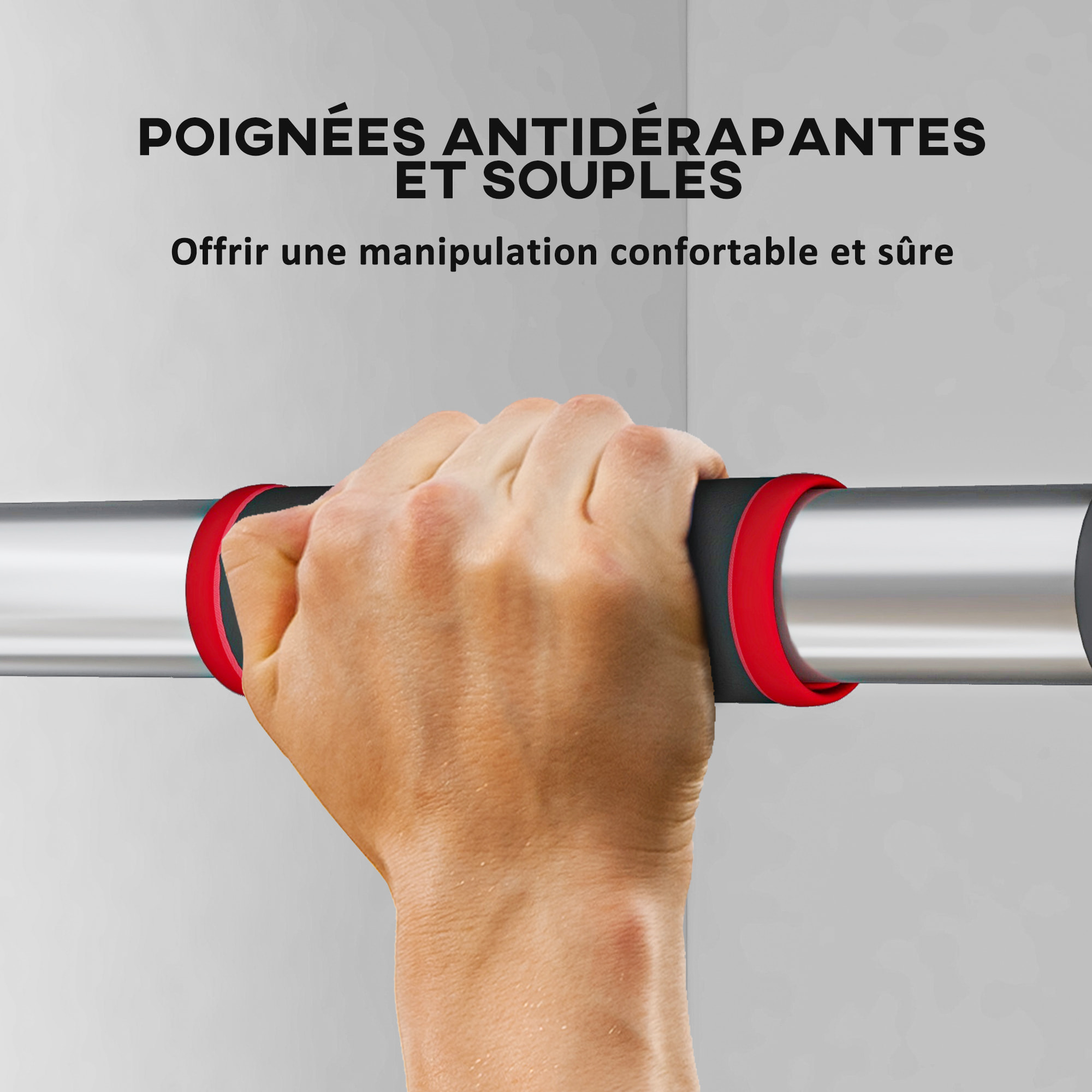 Barre de traction - barre de porte - pull up bar - barre d'étirement musculation pour cadres de porte sans vis - longueur ajustable (75-92cm)