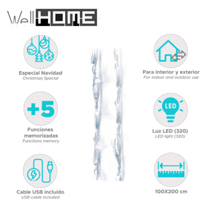 luz de cortina con 320 luces led con controlador 100x200cm