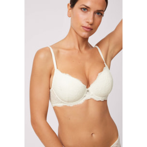 Reggiseno imbottito con ferretto in pizzo avorio, coppe B e C
