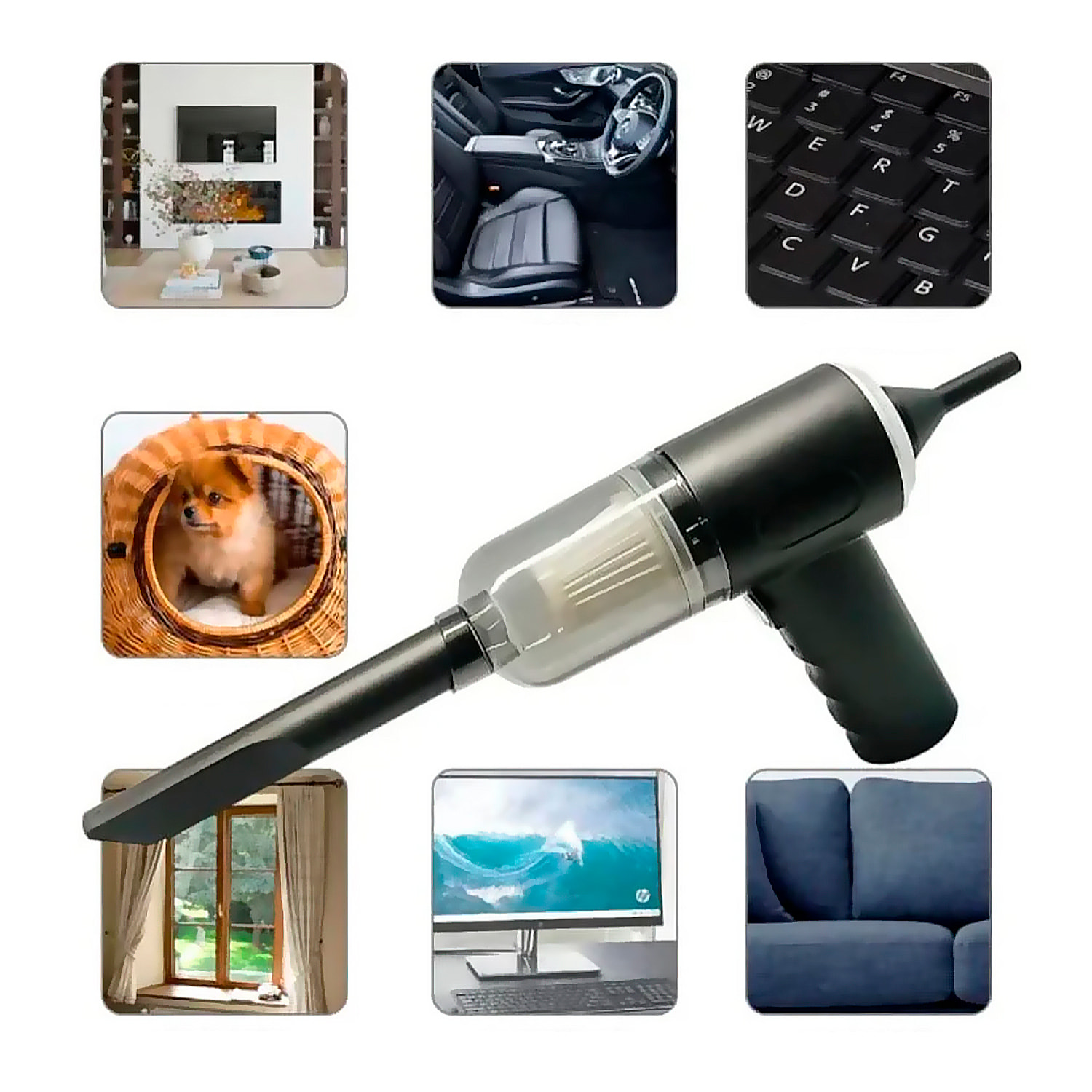 Aspirapolvere e soffiatore a mano 3 in 1. Con una potenza massima di 120W.