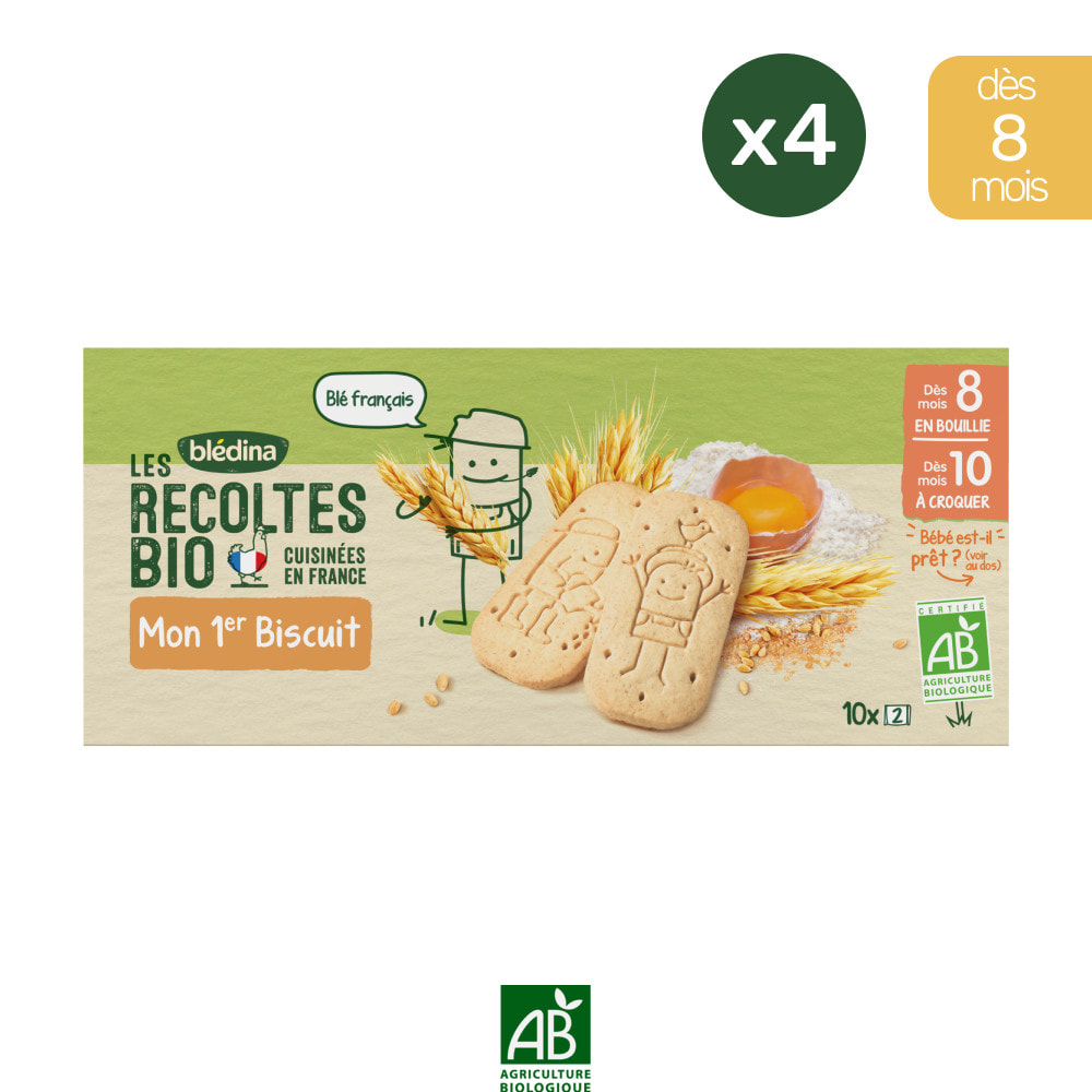 4x20 Mon 1er Biscuits - Bledina Les Recoltes Bio - Dès 8 Mois