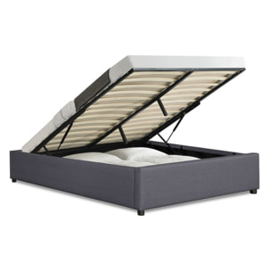 Lit coffre Otto en similicuir gris avec sommier 140x190cm