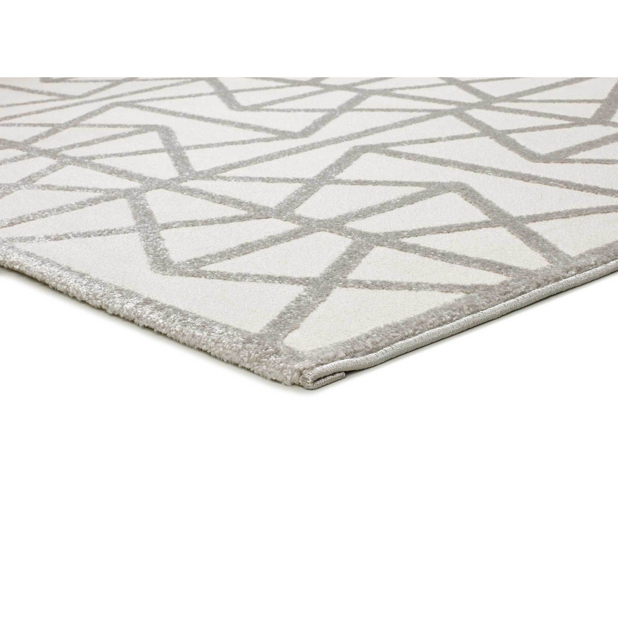 FLORA Alfombra geomÃ©trica con relieve en tonos blanco y gris, varias medidas disponibles