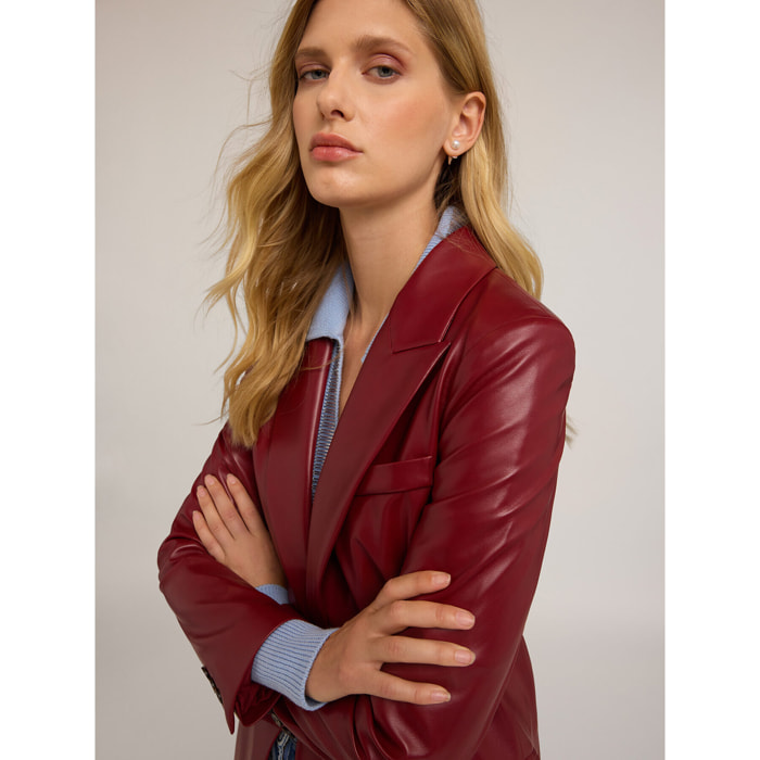 Motivi - Blazer monopetto in tessuto spalmato - Rosso