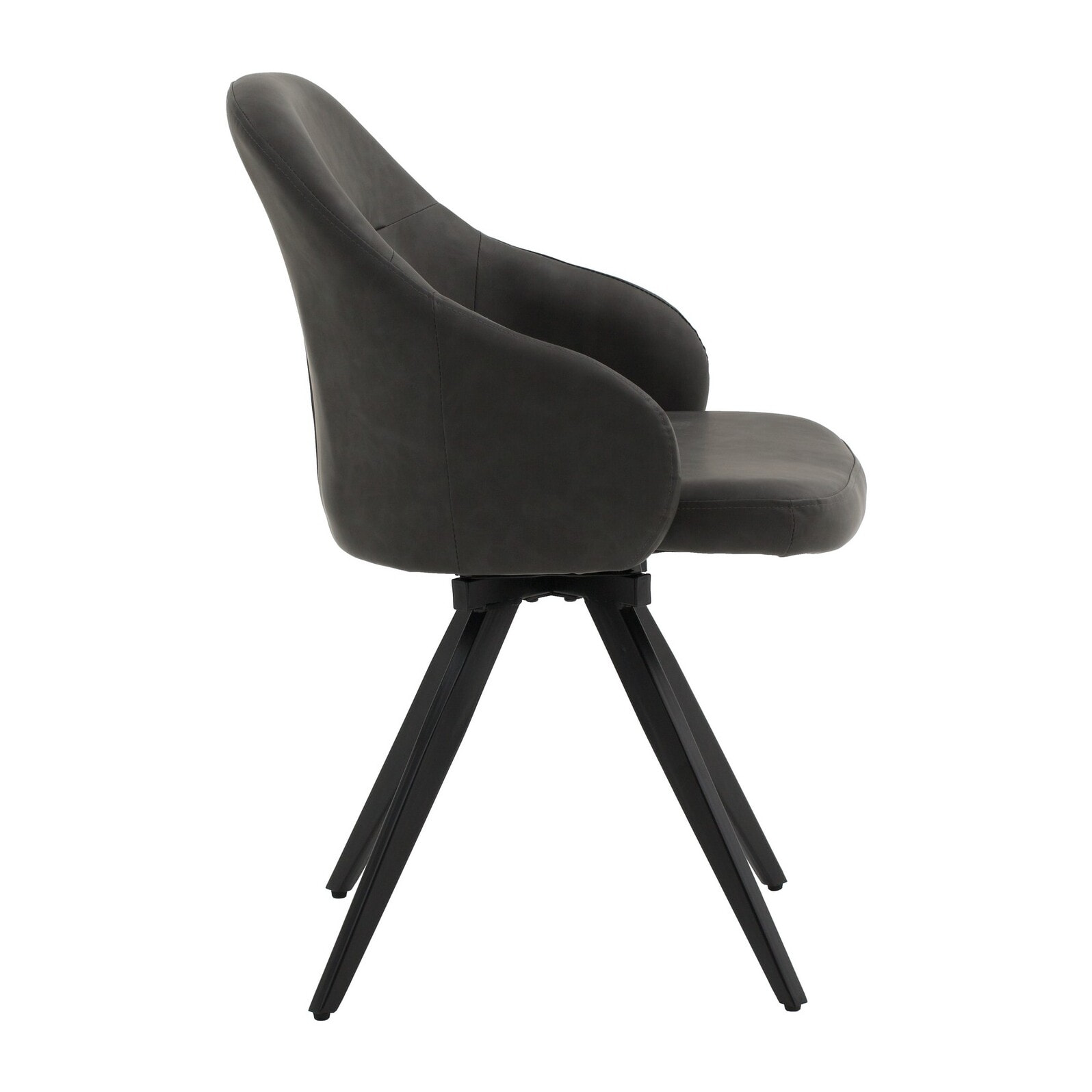 Set di 2 sedie girevoli COVENT in similpelle antracite e gambe in metallo nero, con braccioli