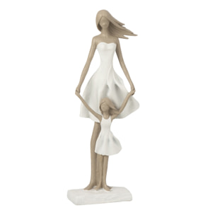 J-Line Figurine mère et fille, cadeau mère fille, statue moderne en polyrésine, cadeau maman pour la fête des mères et les anniversaires, figurines déco modernes pour le salon, hauteur 32.5 cm