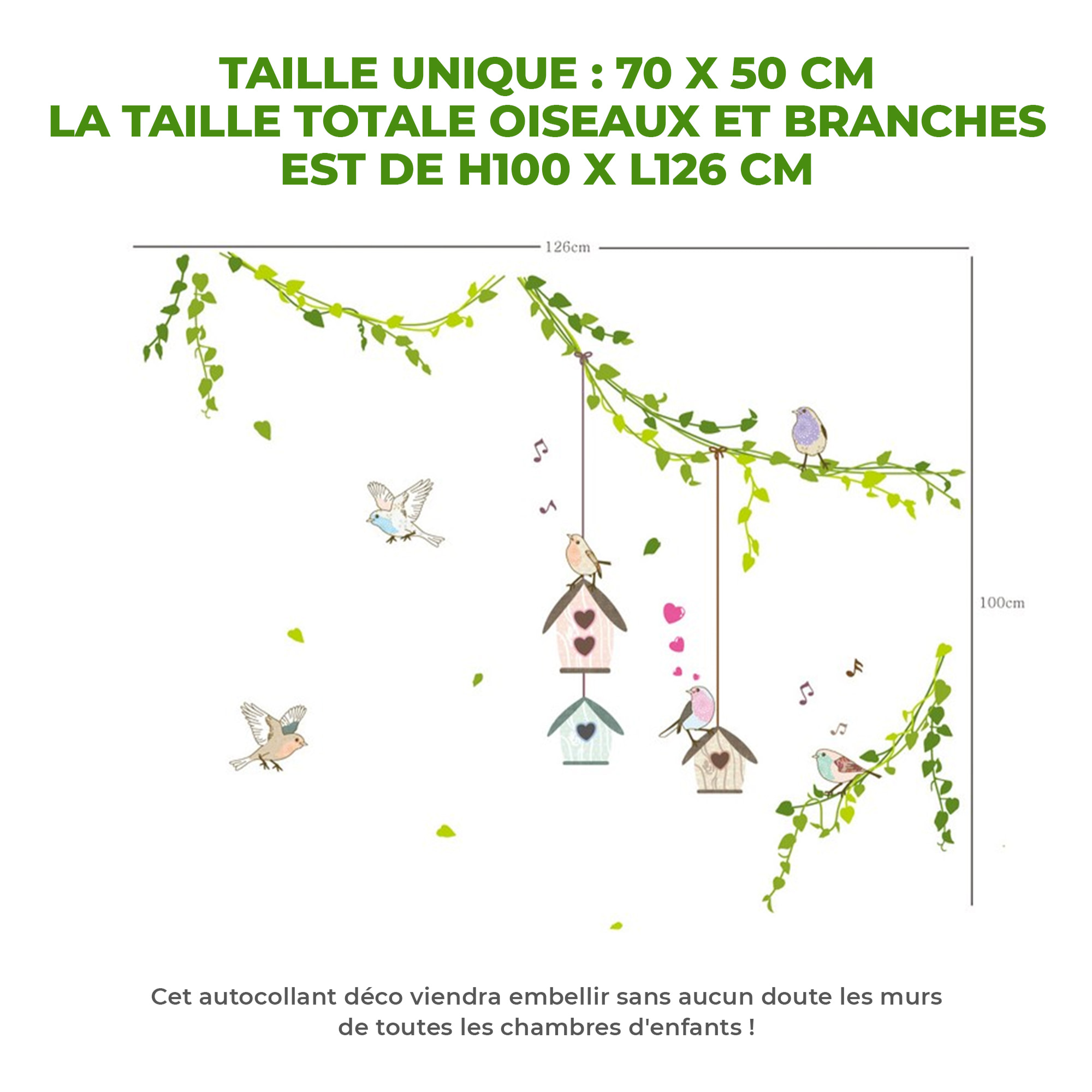 Stickers Muraux décoration adhésifs Petits Oiseaux