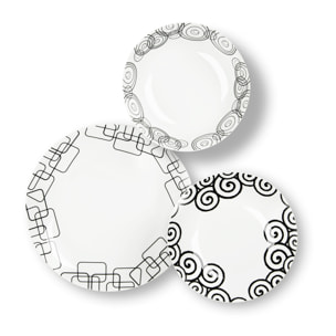 Service assiettes 12 pièces Excelsa – Magic Black, Porcelaine Multicolore