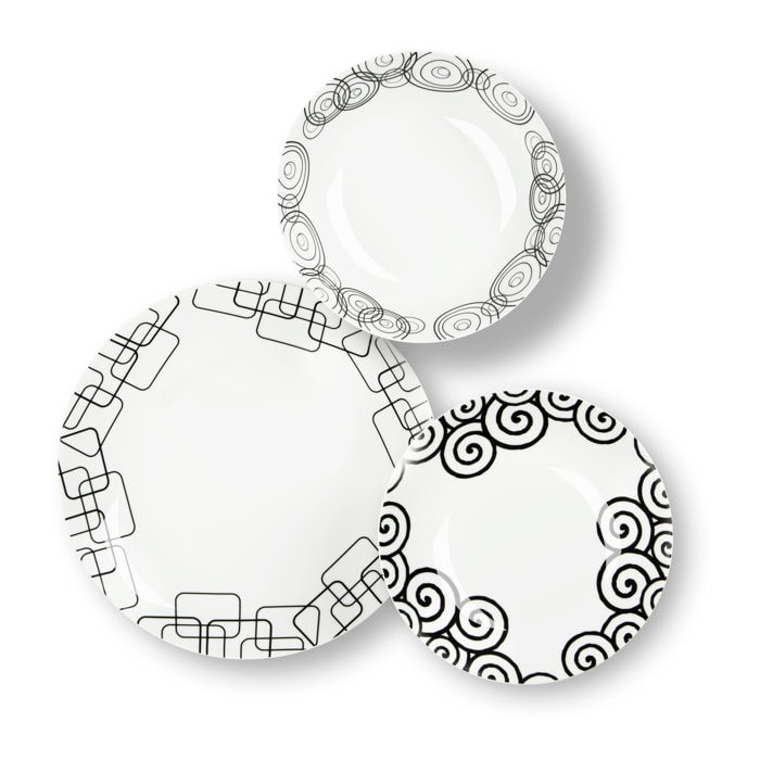 Service assiettes 12 pièces Excelsa – Magic Black, Porcelaine Multicolore
