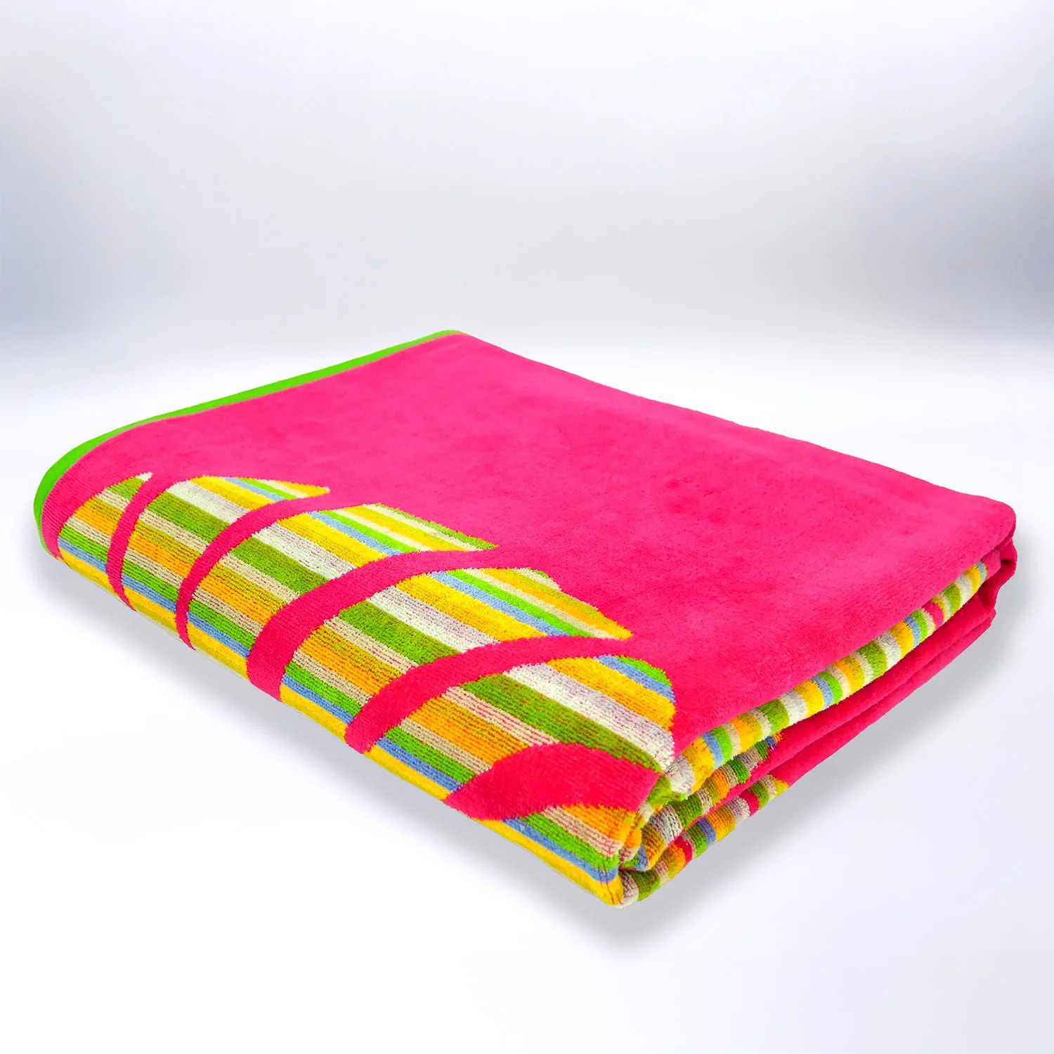 Serviette de plage XL éponge velours Jacquard Rose 140x180 400g/m² - Cadix