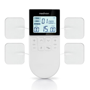 Appareil Électrostimulateur Écran LCD avec 4 Électrodes 3en1 TENS EMS Fitness Medivon MV-STREAMPRO