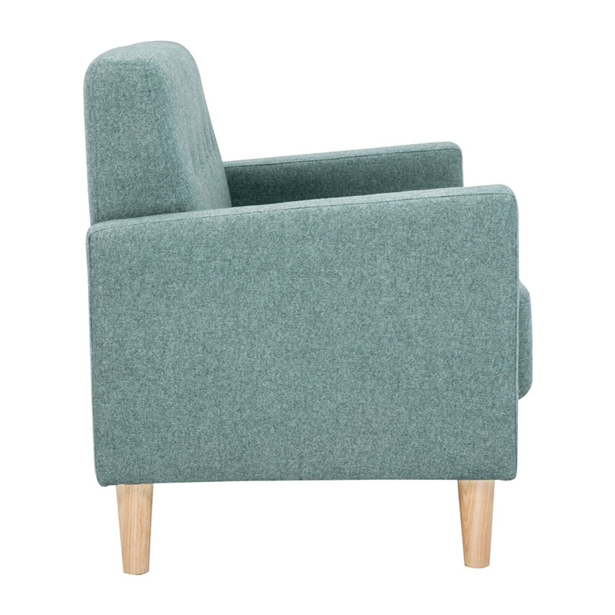 Canapé scandinave 2 places en tissu vert de gris et bois clair MOON
