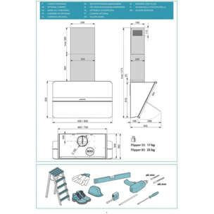 Hotte décorative murale FALMEC FLIPPER 1410 Blanc