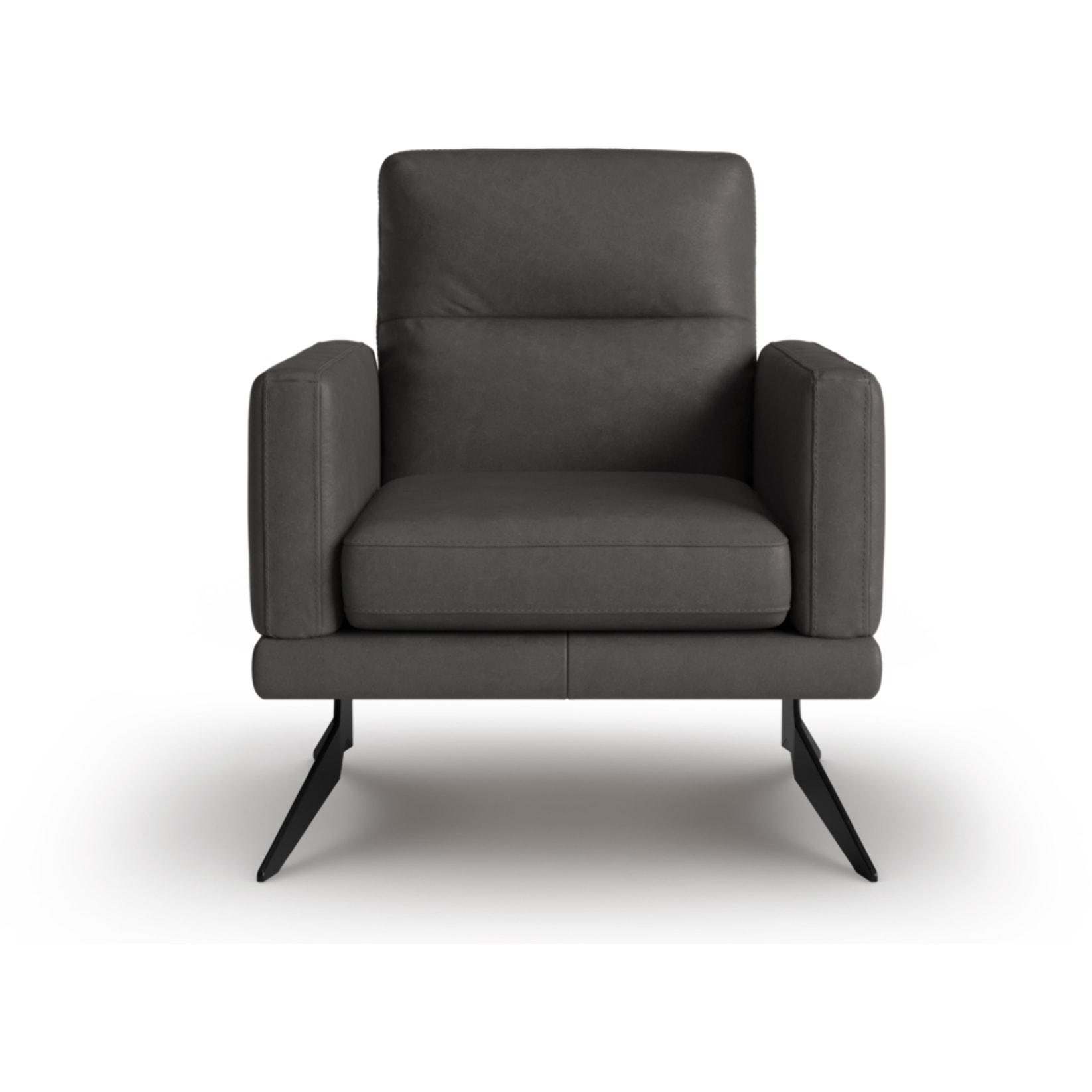 Fauteuil "Ange" en cuir véritable gris foncé