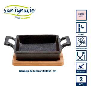 Bandeja cuadrada hierro peq band bambu colección kinvara