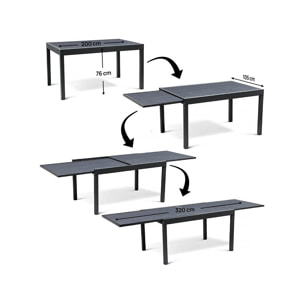 Table jardin en aluminium extensible "Lagos" - 200/320 x 105 x 76 cm - Noir