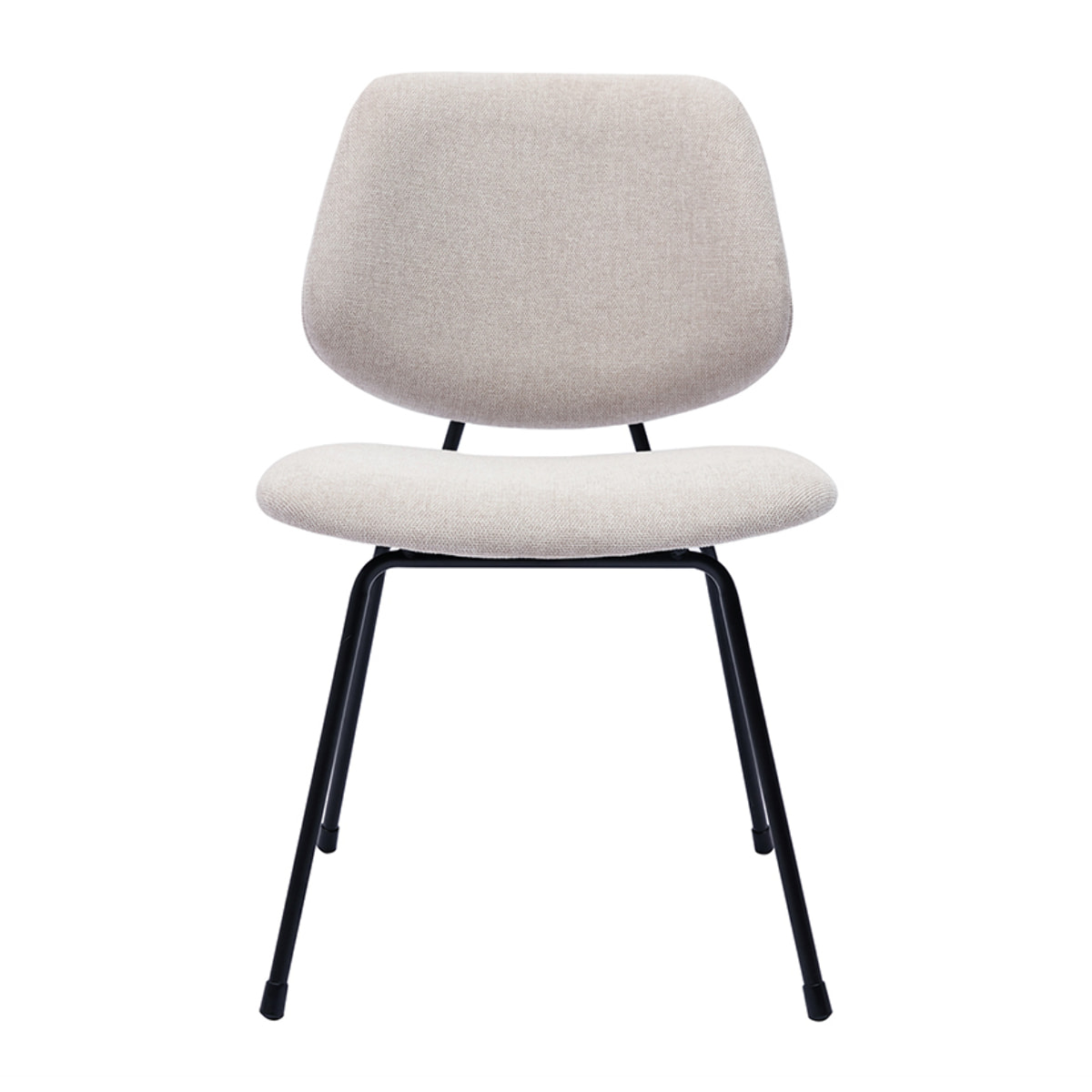 Chaises design en tissu effet velours texturé beige et métal noir (lot de 2) BARNET