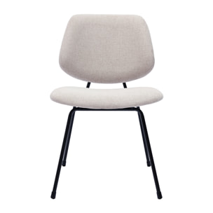 Chaises design en tissu effet velours texturé beige et métal noir (lot de 2) BARNET