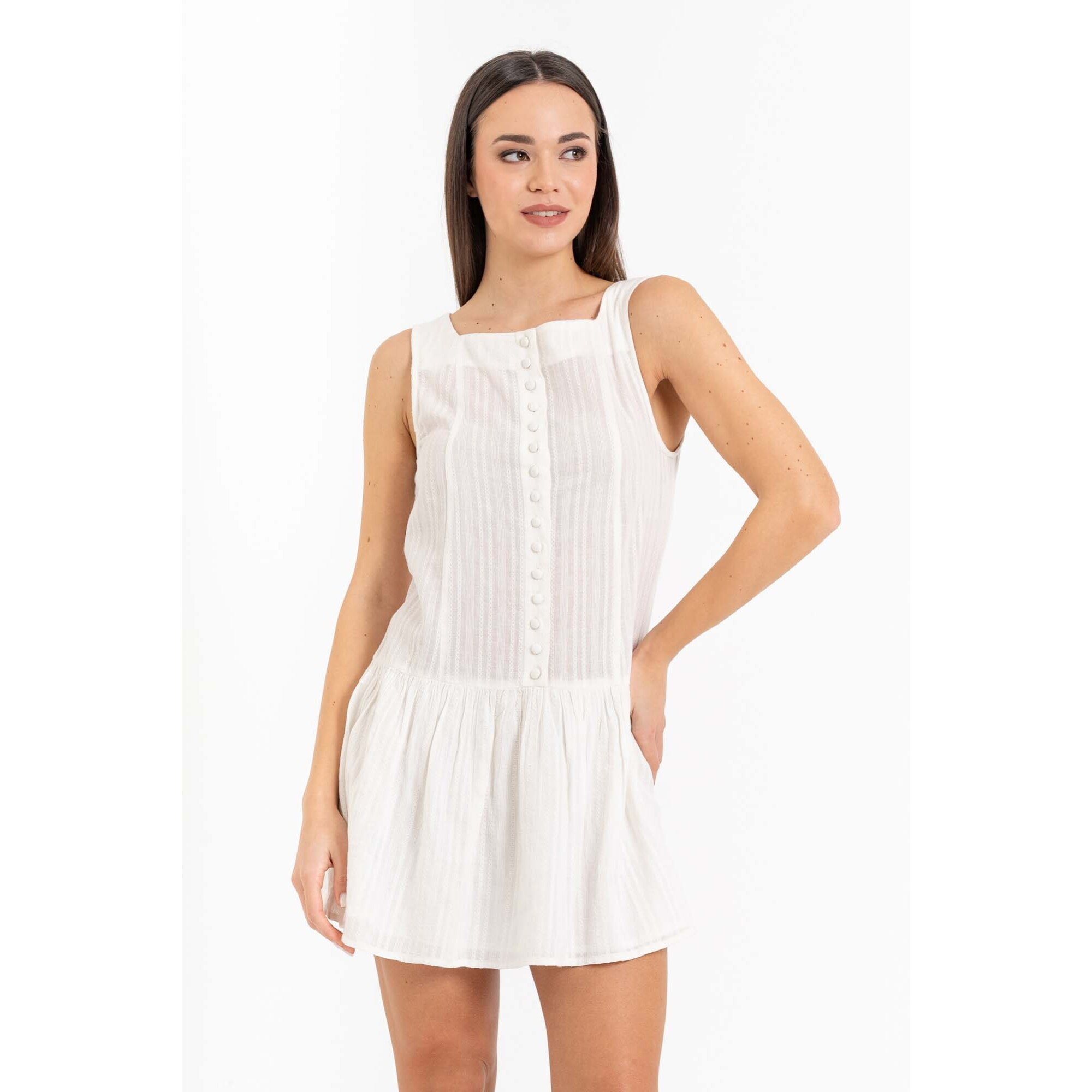 Kocca - Abito da donna smanicato in cotone con scollo squadrato Donna