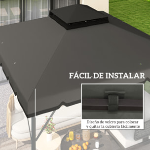 Techo de Repuesto para Cenador, 3x3 m, Cubierta de Repuesto con Techo Doble, 8 Orificios de Drenaje y Protección UPF 30+, SOLO Toldo de Recambio para Pabellón Gazebo, Gris Claro