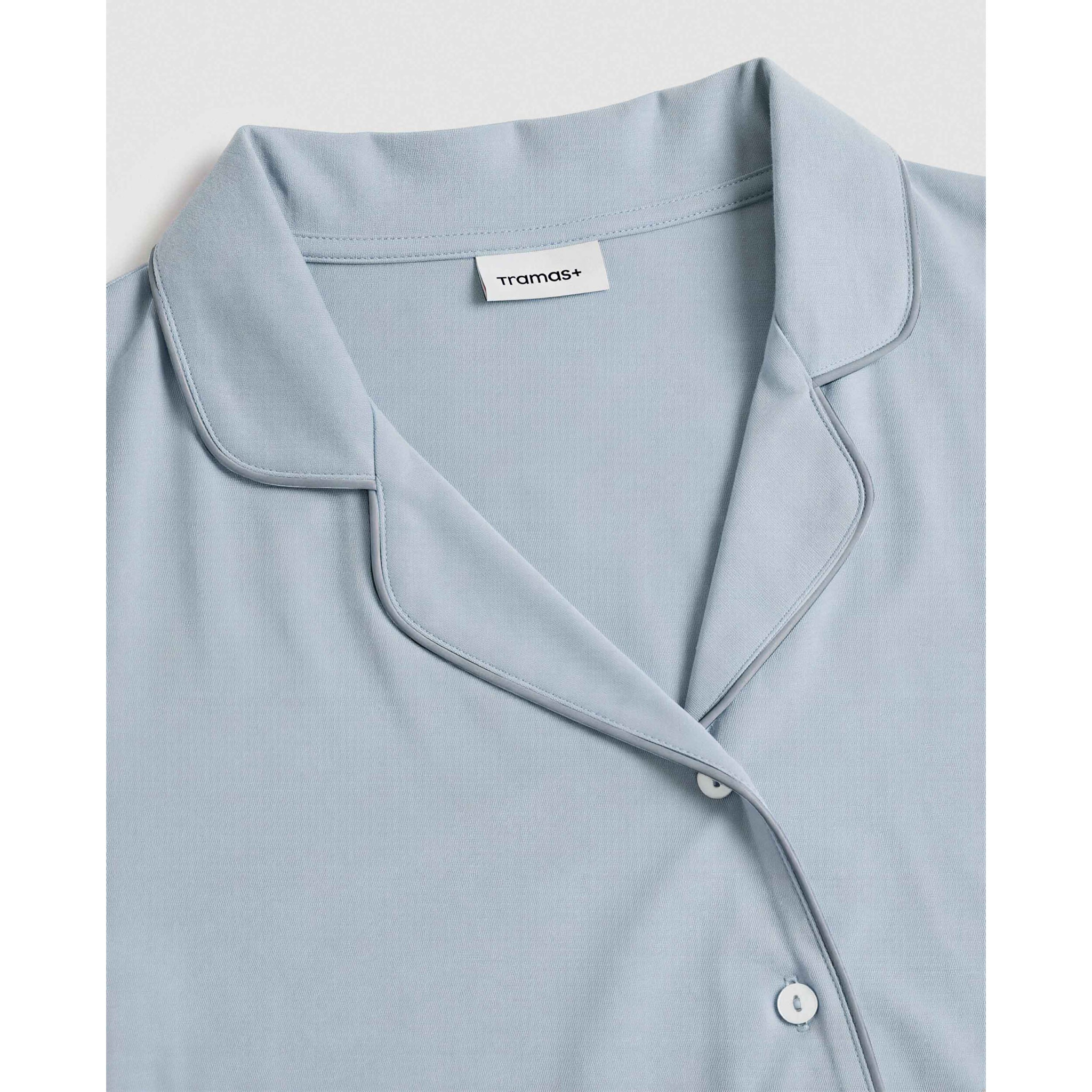 Pijama largo camisero algodón liso celeste