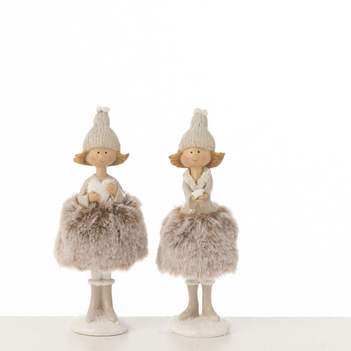 J-Line figurine Ange Coeur + Etoile Fourrure - polyrésine - mix - small - 2 pièces