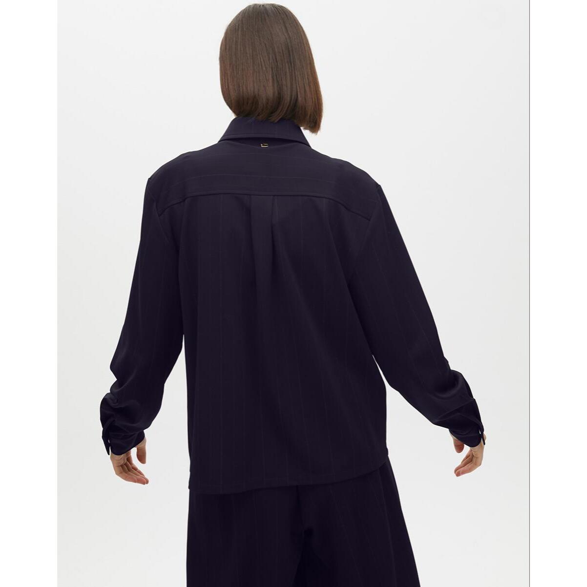 Camicia a Righe Lamé con Tasche