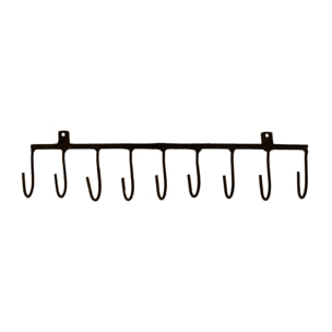 Portant avec patères en métal brut - Noir