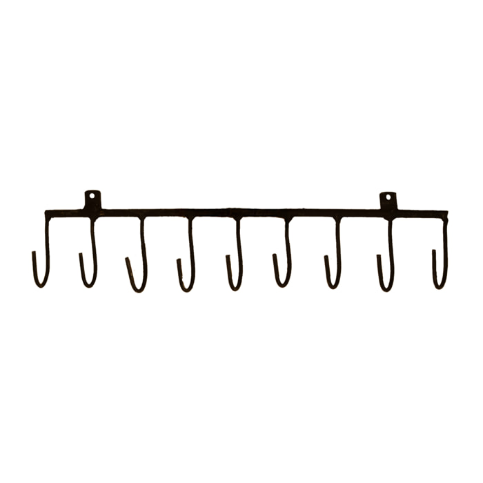 Portant avec patères en métal brut - Noir