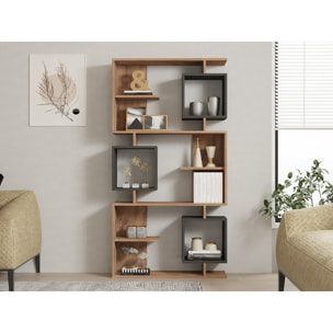 Bibliothèque design asymétrique 172cm effet bois et gris anthracite SOHO