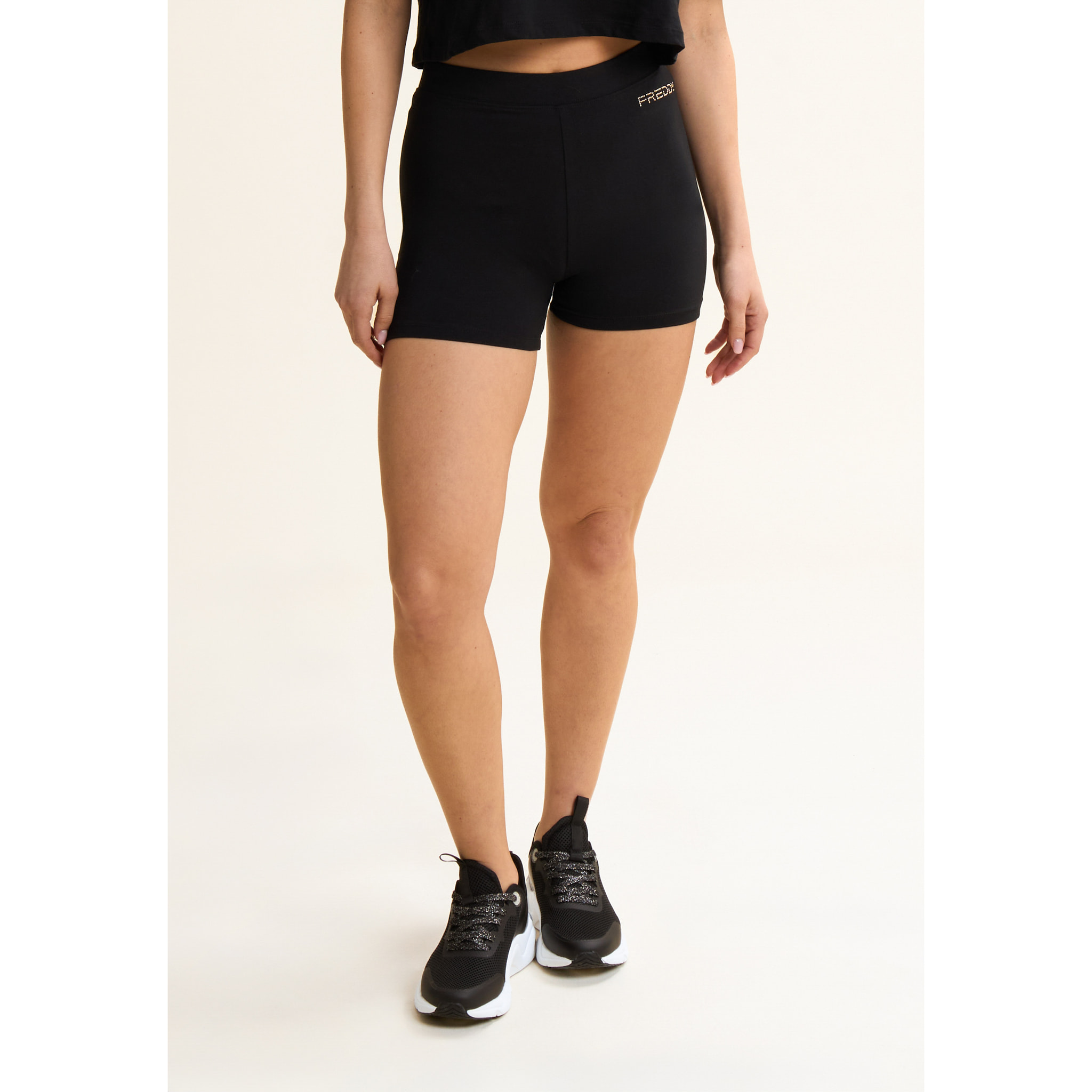 Leggings corti in jersey con logo scintillante