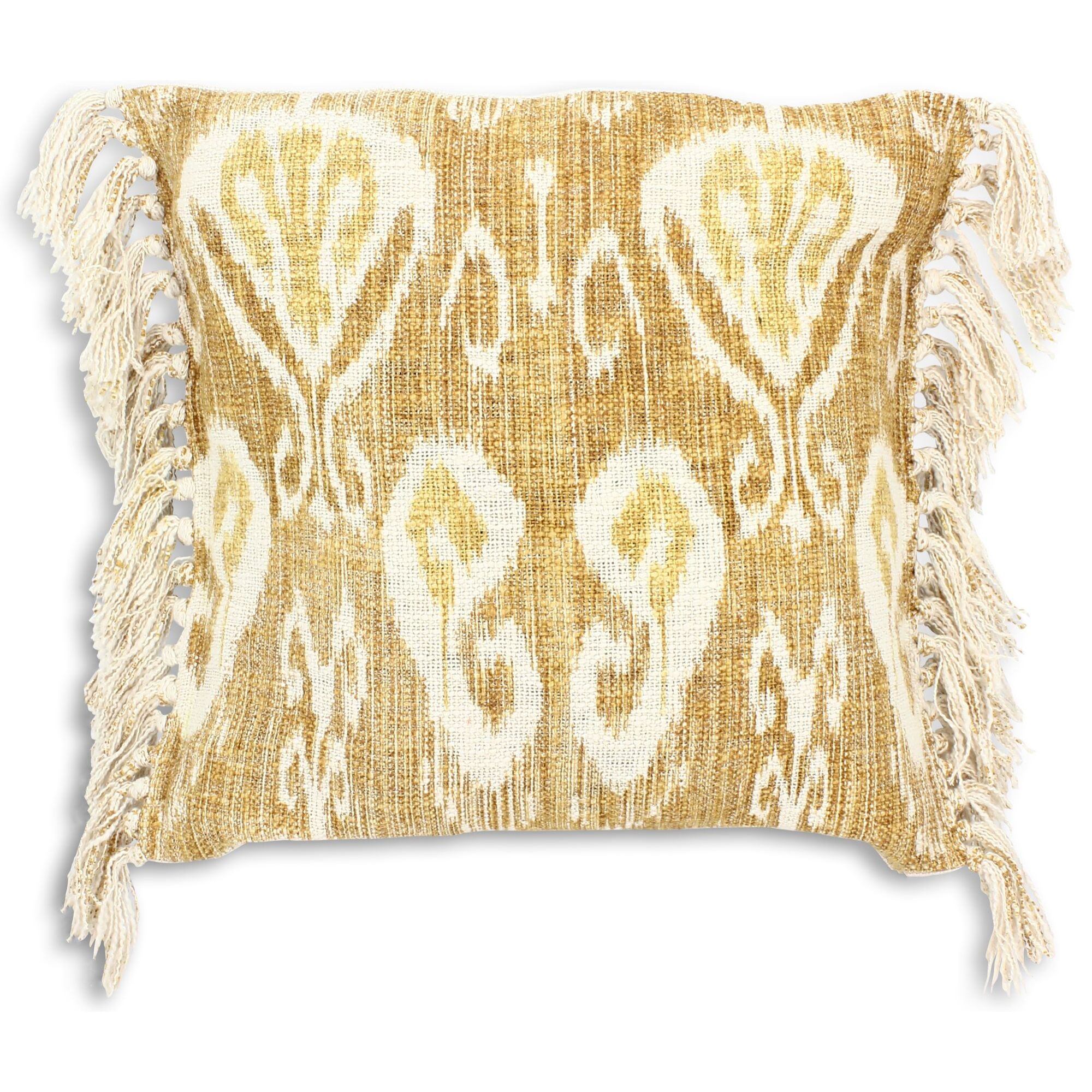 Coussin en coton jaune avec franges 45cm  ITAREMA