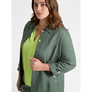 Fiorella Rubino - Camicia over con ricamo - Verde militare