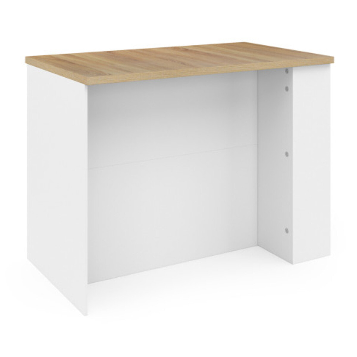 Ilot central de cuisine Dario avec rangements - Bois - Blanc