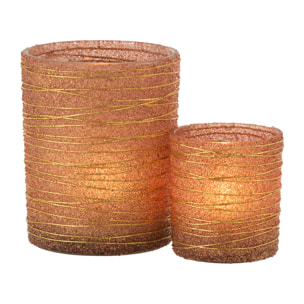J-Line photophore Lignes Paillettes - verre - or - large - 2 pcs