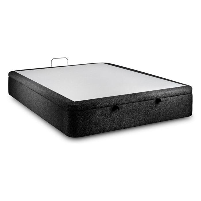 Sommier Coffre en tissu bouclette - Grand espace de rangement et ouverture facile - Montage rapide, adapté à tous les matelas - Hauteur Totale de 39cm - 2 places