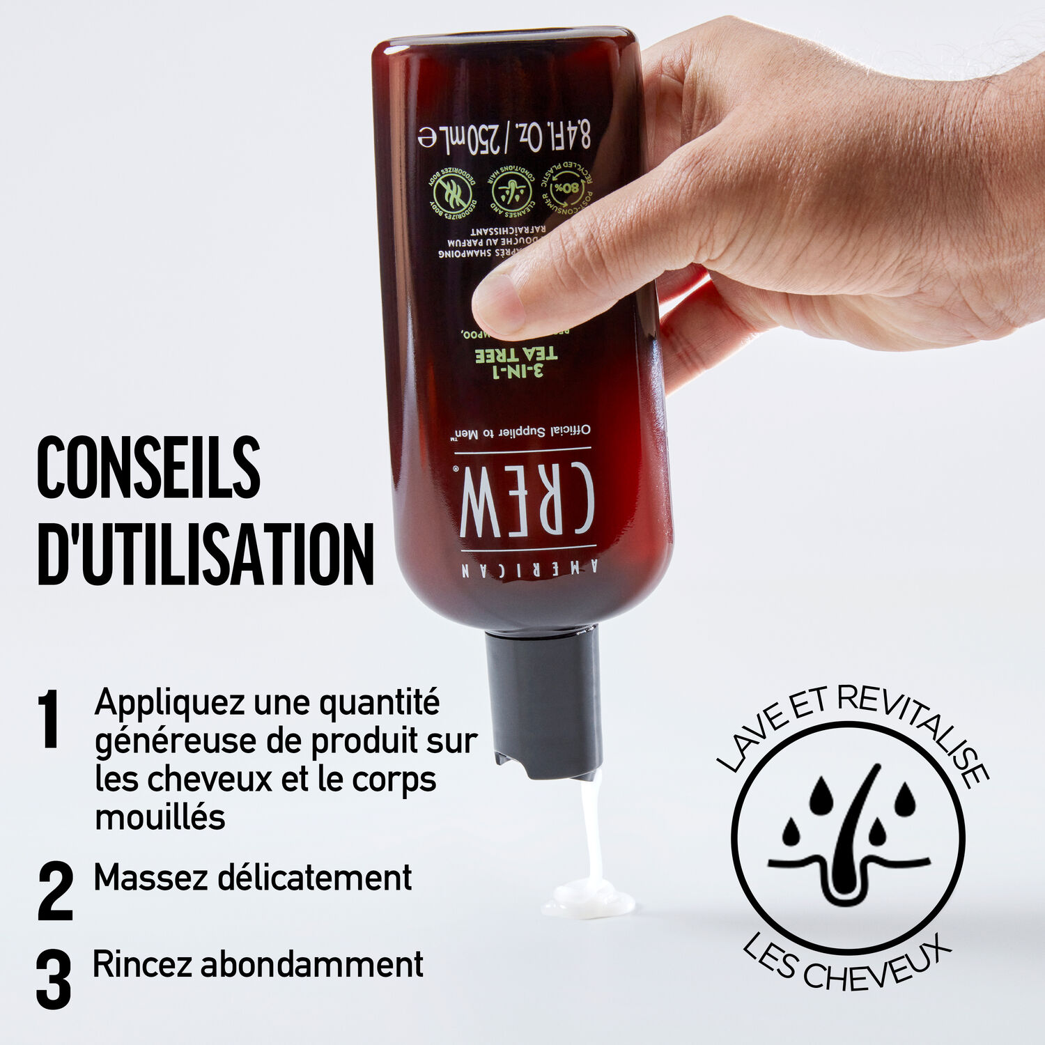 3-en-1 Arbre à Thé - Shampoing 3 en 1 Revitalisant et Hydratant